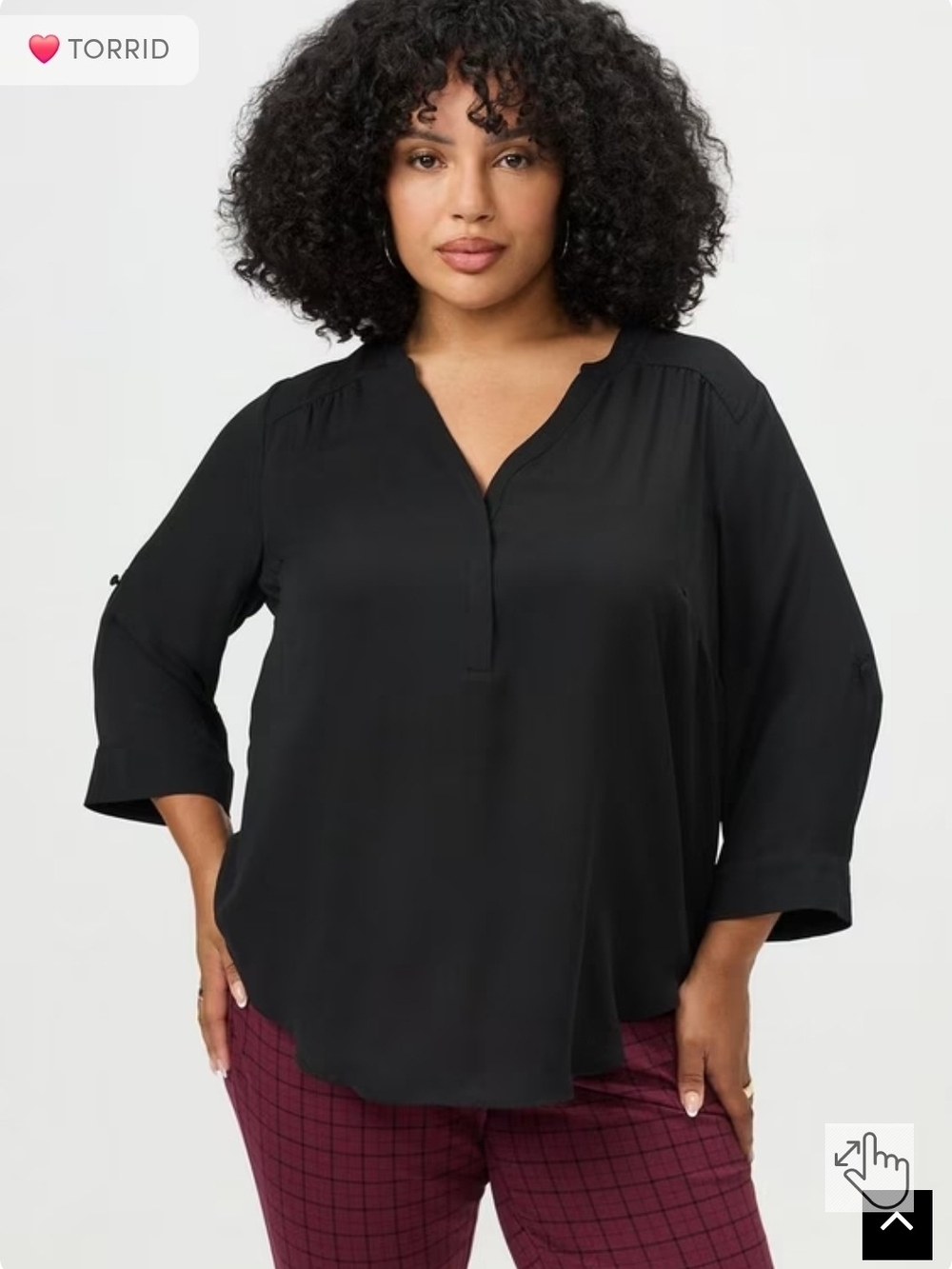 Torrid Harper Georgette 3/4 Sleeve Blouse